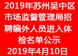 2019年蘇州吳中區市場監督管理局招聘編外人員進入體檢名單公